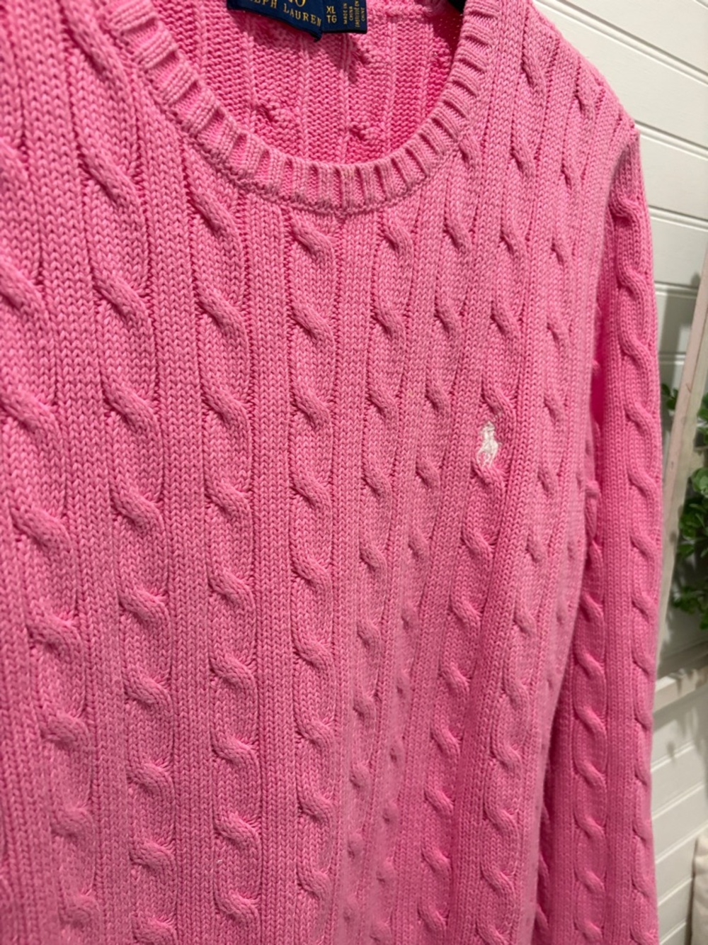 Polo by Ralph Lauren Hot Pink Cable-Knit Crewneck Sweater - Picture 5 of 5